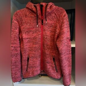 Mammut Women's Red Tweed Hoodie Zip-Up Jacket M